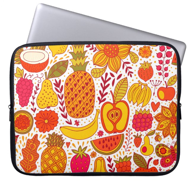 Fruchtdoodles: Vintages Sommermuster. Laptopschutzhülle (Vorderseite)