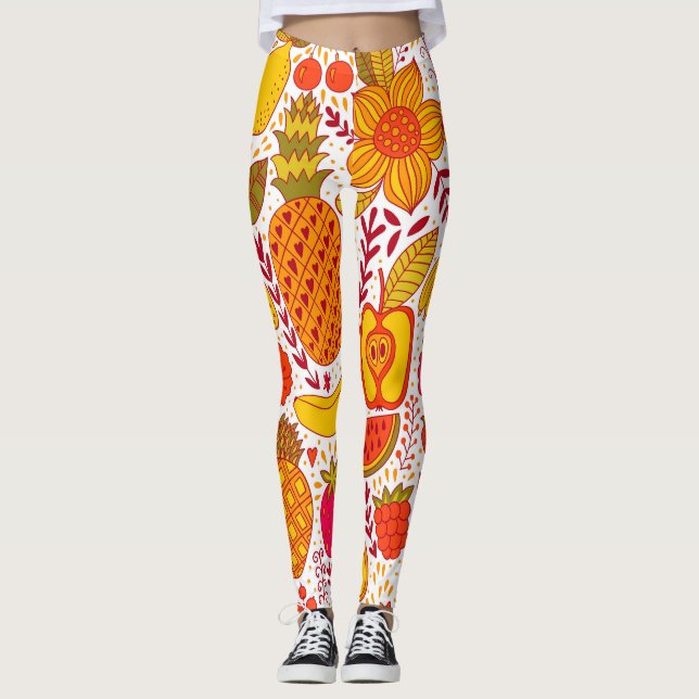 Fruchtdoodles: Vintages Sommermuster. Leggings (Vorderseite)