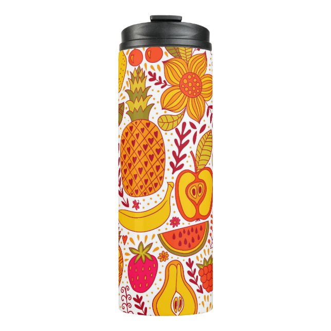 Fruchtdoodles: Vintages Sommermuster. Thermosbecher (Vorderseite)