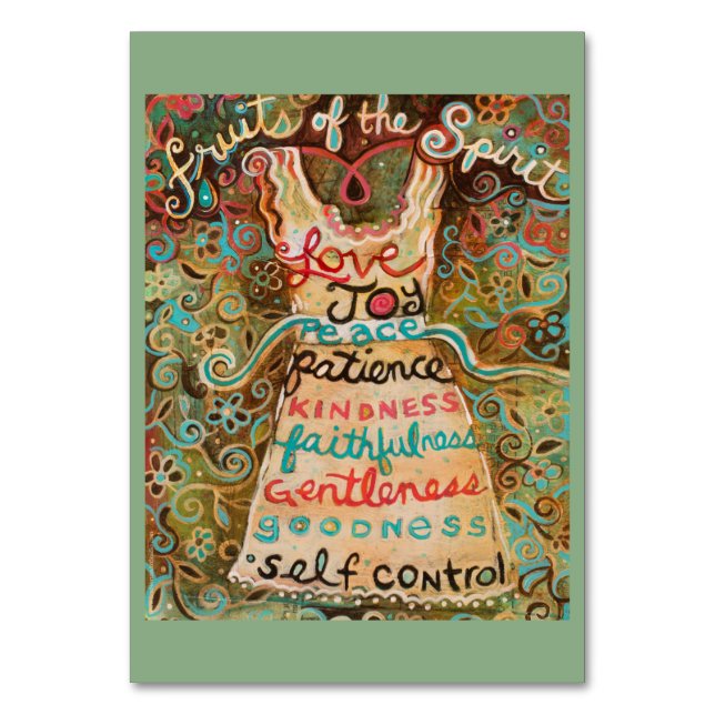 Früchte der Heiligen Geist-Gebetskarte Tischnummer (Vorderseite)