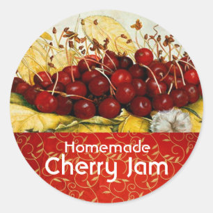 FRÜCHTE DER SAISON, CHERRY JAM Preserve Jar Runder Aufkleber