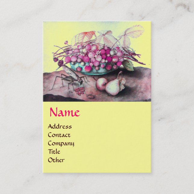FRÜCHTE DER SAISON /STRAWBERRIES,PFLANZEN Pink Yel Visitenkarte (Vorderseite)