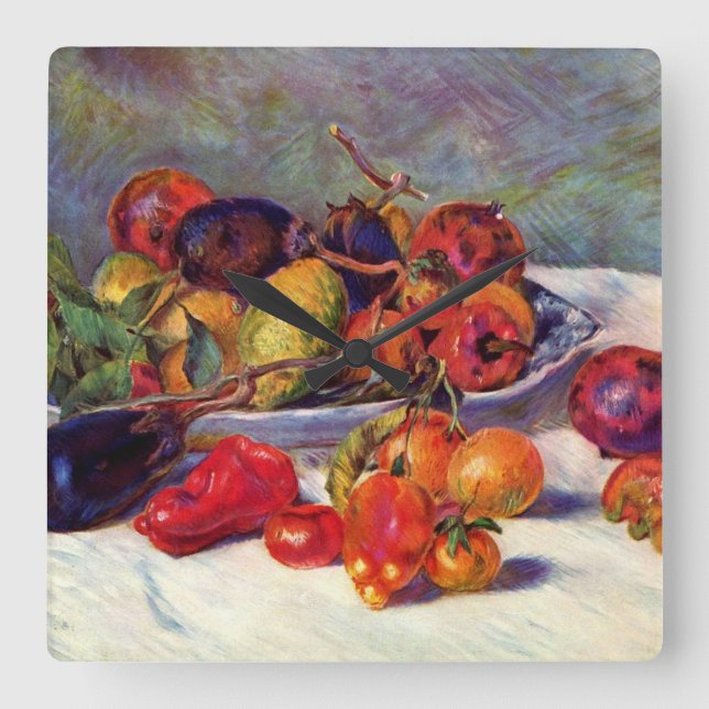 Früchte des Midi Quadratische Wanduhr (Vorderseite)
