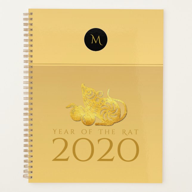 Früchte des Rattenjahres 2020 Eleganter Monogramm- Planer (Vorderseite)