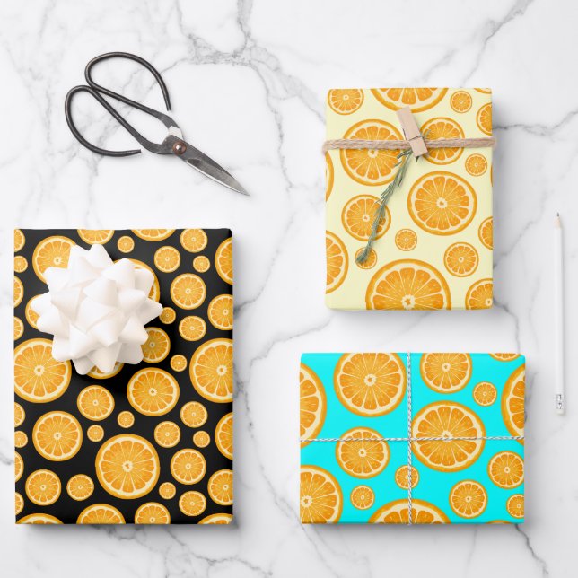 Früchte des Sommers Orange Slice Geschenkpapier Set (Vorderseite)