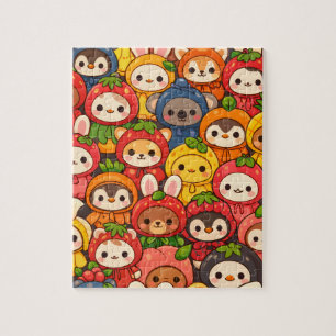 Früchte-Freunde-Parade Süße Tier Chibi Puzzle