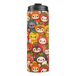 Früchte-Freunde-Parade   Süße Tier Chibi Thermosbecher