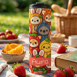 Früchte-Freunde-Parade   Süße Tierindividualisieru Thermosbecher