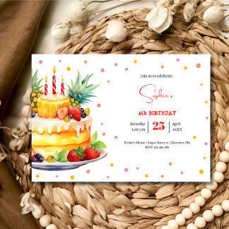 Früchte Geburtstagskuchen Geburtstag Einladung