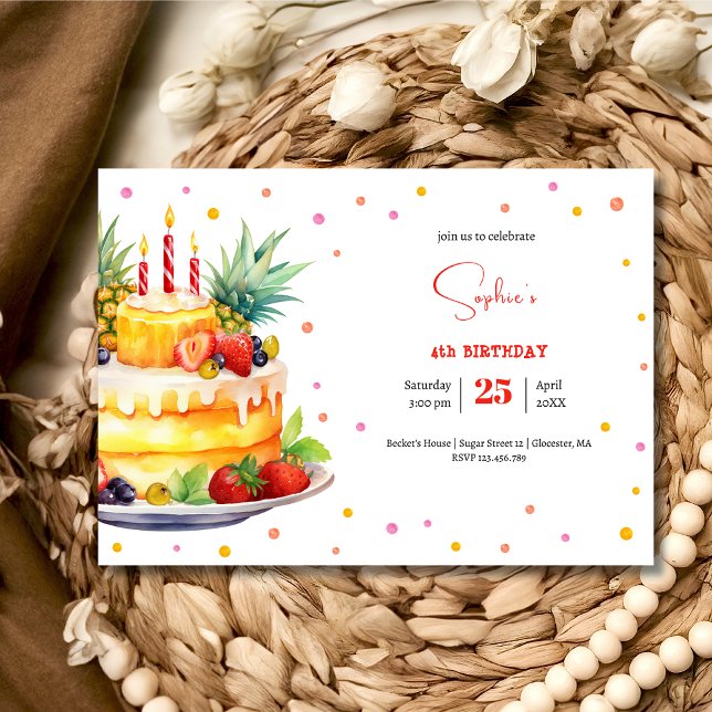 Früchte Geburtstagskuchen Geburtstag Einladung (Von Creator hochgeladen)