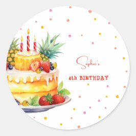 Früchte Geburtstagskuchen Geburtstag Runder Aufkleber