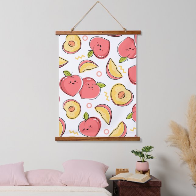 Früchte-Illustration Wandteppich Mit Holzrahmen (Schlafzimmer)