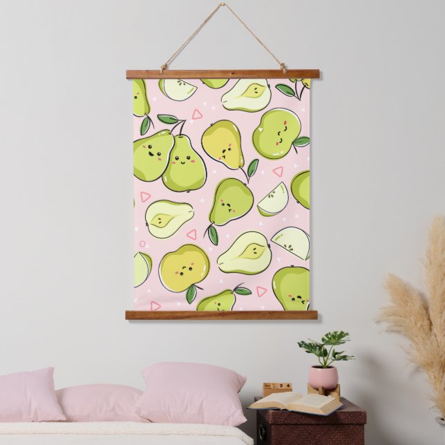 Früchte-Illustration Wandteppich Mit Holzrahmen (Schlafzimmer)