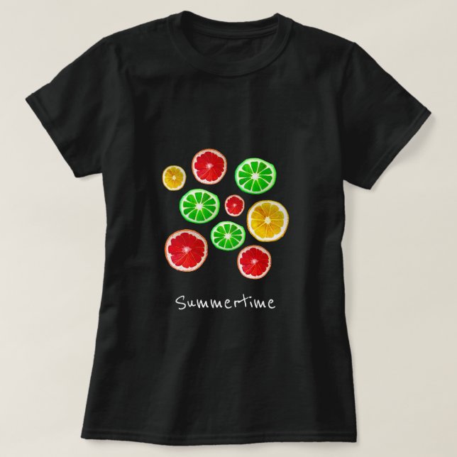 Früchte im Sommer bunt fruchtig Muster T-Shirt (Design vorne)