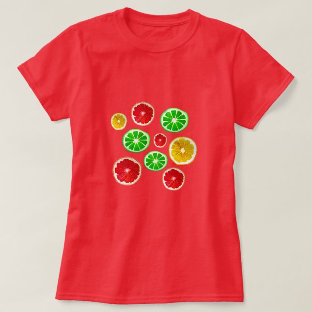 Früchte im Sommer bunt fruchtig Muster T-Shirt (Design vorne)