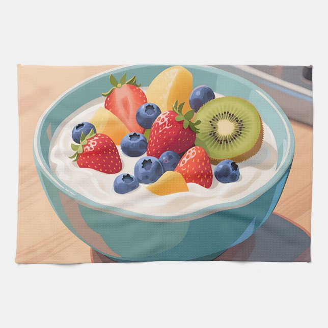 Früchte-Joghurt-Schale Geschirrtuch (Horizontal)
