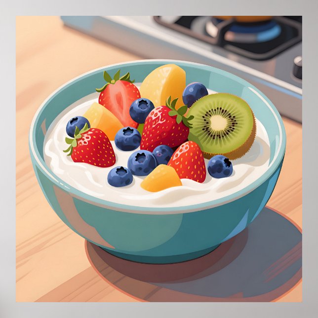 Früchte-Joghurt-Schale Poster (Vorne)