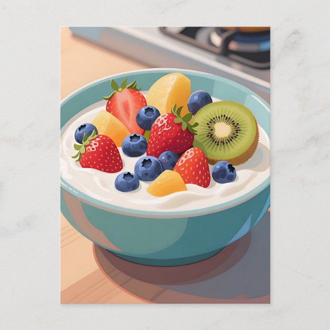 Früchte-Joghurt-Schale Postkarte (Vorderseite)