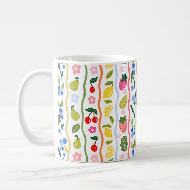 Früchte Muster Essen Sommer Elegant Stylisch Kaffeetasse (Links)