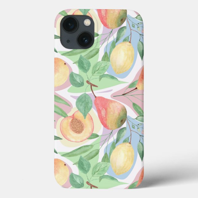 Früchte, Pfirsiche, Birnen, Zitronen, Aquarell Case-Mate iPhone Hülle (Rückseite)