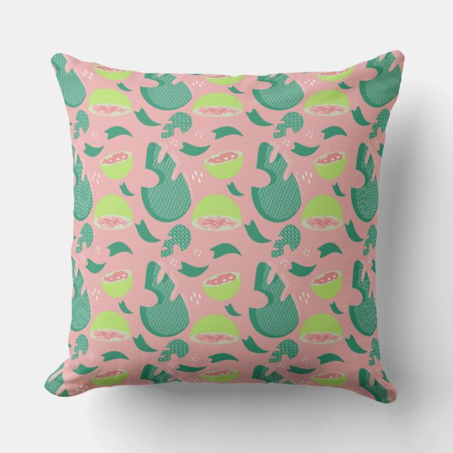 Früchte Sommer Guava Rosa Monstera Muster Kissen (Vorderseite)