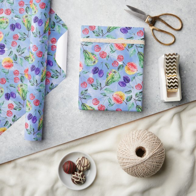 Früchte und Beeren. Geschenkpapier (Kunsthandwerk)