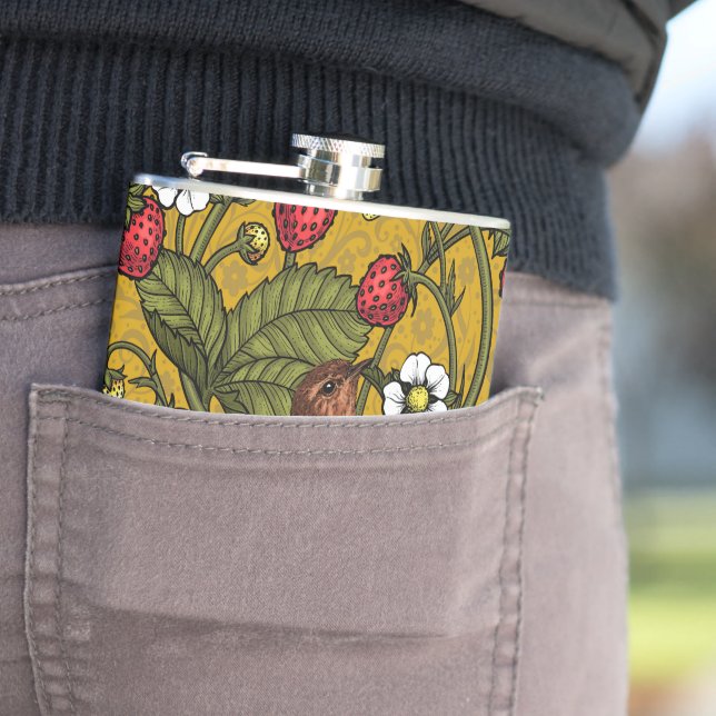 Früchte und Erdbeeren auf Mustrard Flachmann (Beispiel)