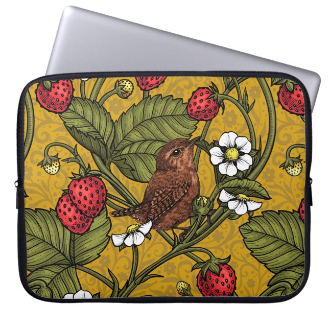 Früchte und Erdbeeren auf Mustrard Laptopschutzhülle (Vorderseite)