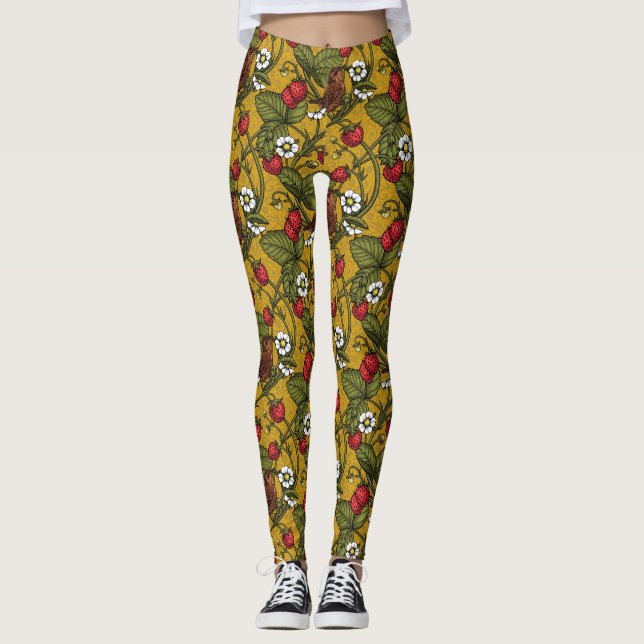Früchte und Erdbeeren auf Mustrard Leggings (Vorderseite)