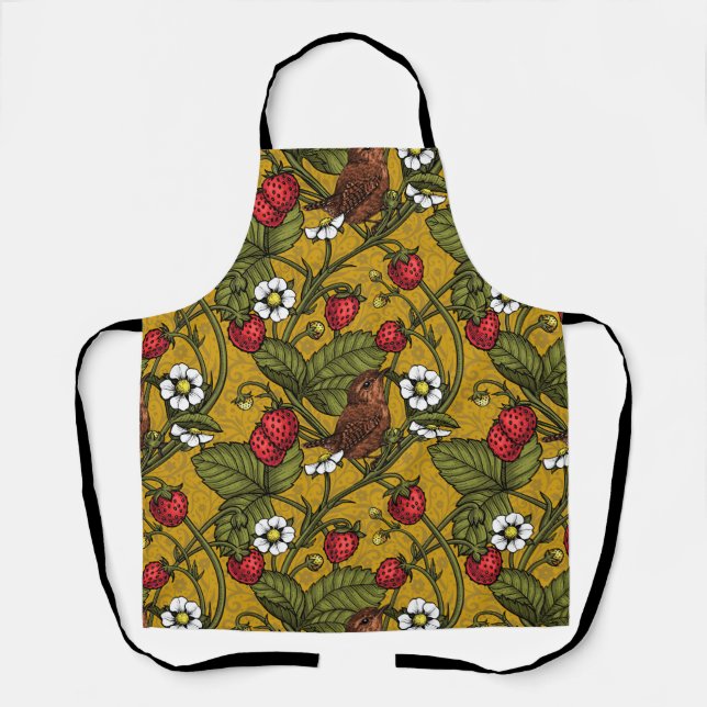 Früchte und Erdbeeren auf Mustrard Schürze (Vorderseite)