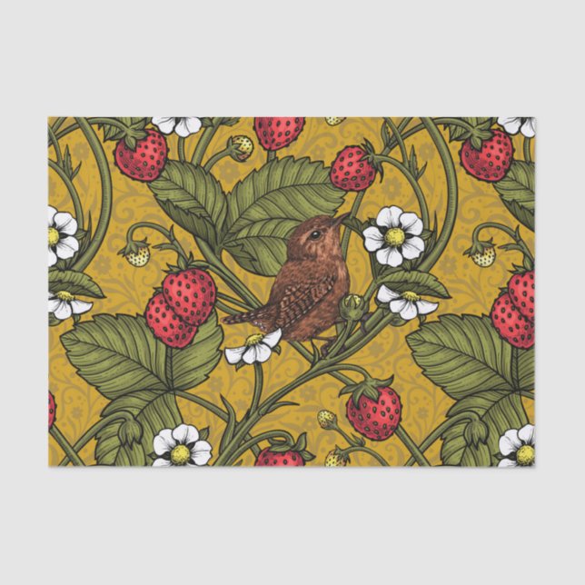 Früchte und Erdbeeren auf Mustrard Seidenpapier (Vorderseite)