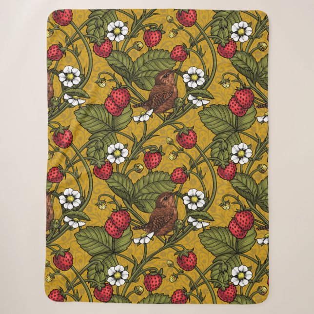 Früchte und Erdbeeren auf Mustrard Sherpadecke (Vorderseite)