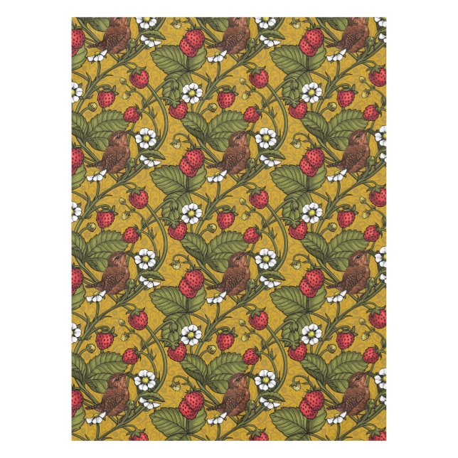 Früchte und Erdbeeren auf Mustrard Tischdecke (Vorderseite)