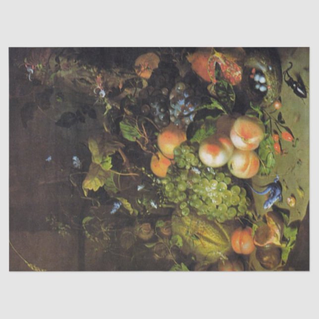 Früchte und Insekten in einem Wald, Rachel Ruysch Seidenpapier (Vorderseite)