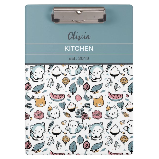 Früchte und Katzen Klemmbrett (Vorderseite)