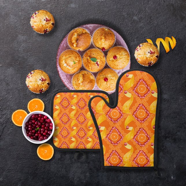Früchte und Orangenschale Ofenhandschuh & Topflappen-Set (Von Creator hochgeladen)