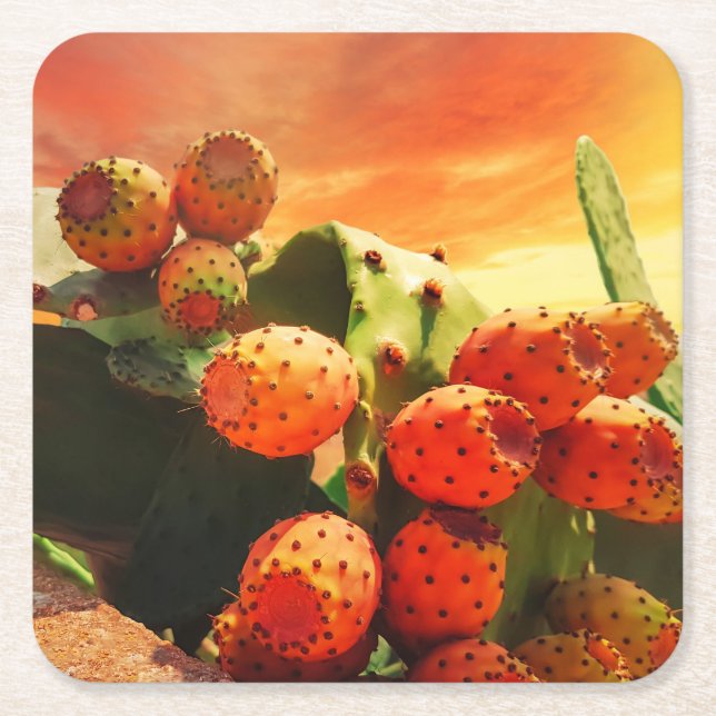 Früchte und roter Himmel Rechteckiger Pappuntersetzer (Vorderseite)