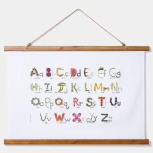 Früchte & Veggies Alphabet Kinder Wand Dekoration Wandteppich Mit Holzrahmen