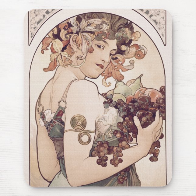 Früchte von Alphonse Mucha Mousepad (Vorne)