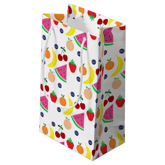Früchte Zwei-tti Frutti 2. Geburtstag Kleine Geschenktüte (Rückseite Schrägansicht)