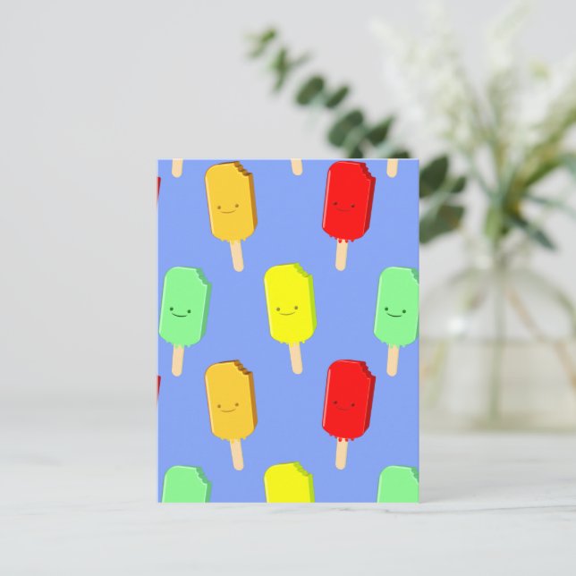 Fruchteis-Pop-Muster Postkarte (Stehend Vorderseite)