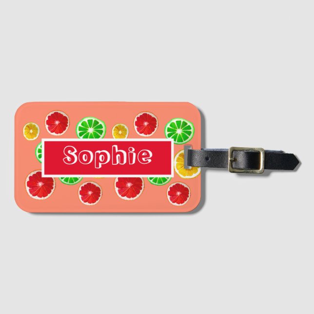 Fruchtfarbene Fruchtmuster Gepäckanhänger (Vorderseite (Horizontal))