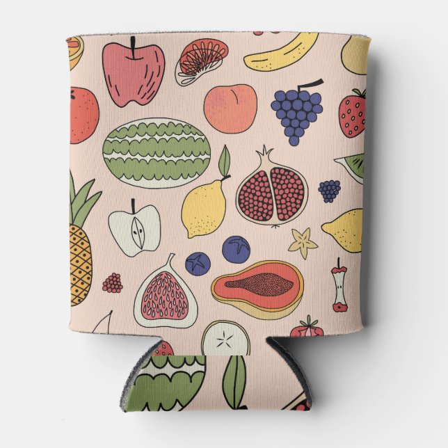 Fruchthandgezeichnete Vintage Illustration. Dosenkühler (Vorderseite)