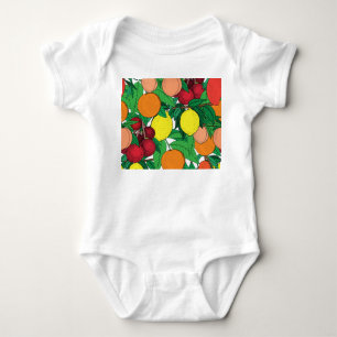 Fruchthandgezeichnetes Muster Baby Strampler