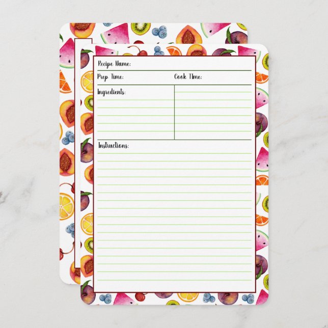 Fruchtige Rezept-Karten Einladung (Vorne/Hinten)