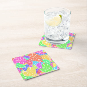 Fruchtige Tutti farbige Fruchtscheiben Rechteckiger Pappuntersetzer