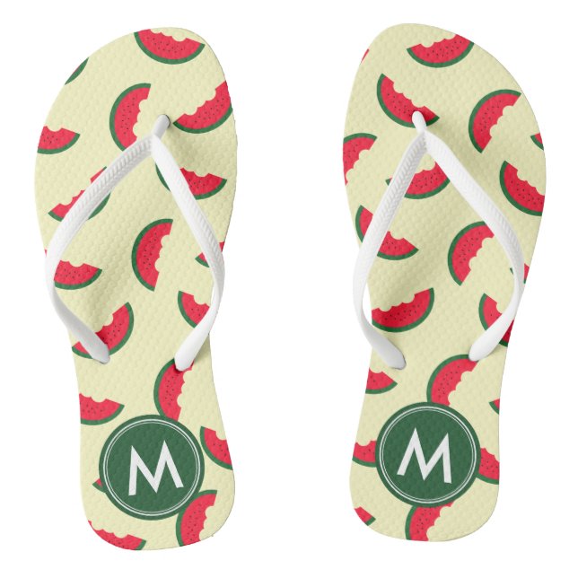 Fruchtiger Sommer-rotes Wassermelone-Monogramm Flip Flops (Fußbett)