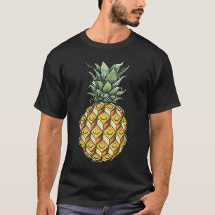 fruchtiges Ananas Lächeln Gesicht grün gelbe Fruch T-Shirt