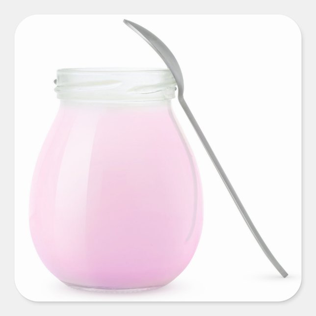 Fruchtjoghurt Quadratischer Aufkleber (Vorderseite)