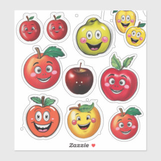 Fruchtkleber und fröhlicher Emoji Red Apple Aufkleber